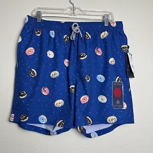 Rainforest Men's Swim Trunks Navy Size L Donuts Back Pocket 4-Way Stretch Lined - Picture 1 of 8