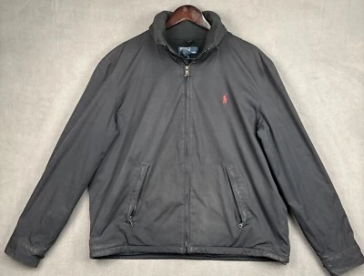 Chaqueta Polo Ralph Lauren Para Hombre XL Negra Roja Poni Forrada de Vellón Cremallera Completa Con Capucha Foto 1 de 4