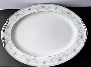 Noritake Colburn ovale Servierplatte Porzellan feines China blau Rosen 16 1/8 Zoll - Bild 1 von 10