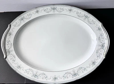 Plato para servir ovalado Noritake Colburn porcelana fina porcelana rosas azules 16 1/8 pulgadas Foto 1 de 4