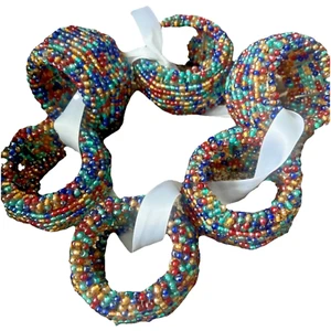Beaded Napkin Rings Multicolor Set of 6 - Picture 1 of 3