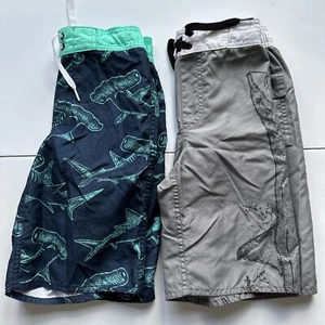 Lot of 2 Old Navy Boys Size M 8 Bathing Suits Shorts Sharks Swimsuit - Picture 1 of 9