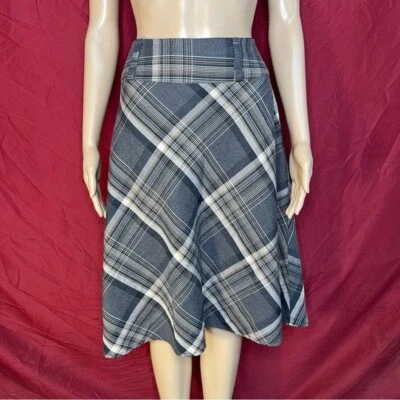 Falda East 5th Petite de lana a cuadros línea A talla 12P Foto 1 de 4