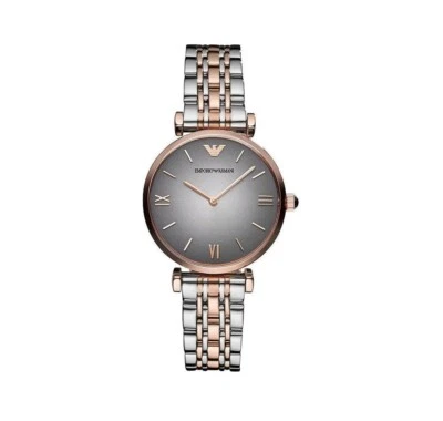 EMPORIO ARMANI WOMENS WATCH TWO TONE BRACELET & GREY DIAL AR1725 GIANNI T-BAR UK - Image 1 of 4