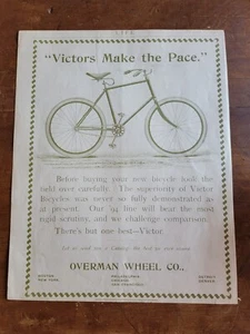"Victors Make the Pace" Overman Wheel VINTAGE 1894 Bicycle Advertisement - Bild 1 von 2