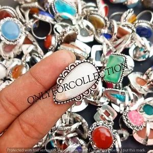 Dendrite Opal & Mix Gemstone 925 Sterling Silver Plated Wholesale Fancy Ring Lot - Picture 1 of 4