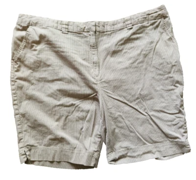 Pantalones Cortos Chinos Kim Rogers Beige Marrón Pin Rayas Para Mujer 24W Plus Elastizados 44 x 9 Foto 1 de 4