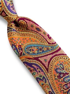 Corbata de seda Lands' End naranja multicolor cachemira para hombre - Imagen 1 de 14