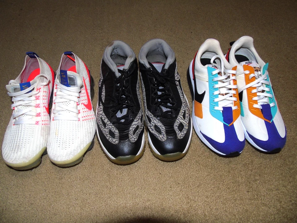 Lote de 3 Zapatos Nike Mujer Talla 9.5 Air Vapormax Airmax Jordan Retro 11 Usados Foto 1 de 4