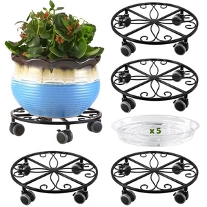 5 Pack Plant Caddy with Wheels Heavy Duty 13.5 Inches Metal Plant Stand with ... - Picture 1 of 7