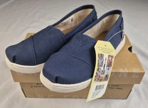 Zapatos sin cordones Toms Alpargata niños niños azul marino lona Reino Unido 12,5 - Imagen 1 de 16