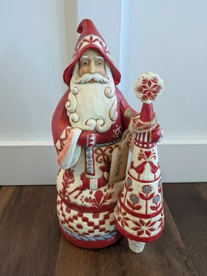 RARE Jim Shore Heartwood Creek Nordic Christmas Santa Tree Warm & Cozy Figurine - Image 1 of 4