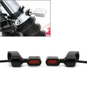 For Harley FXR 1987-2000 Front Fork LED Turn Signal Indicator Light Black+Orange - Picture 1 of 10