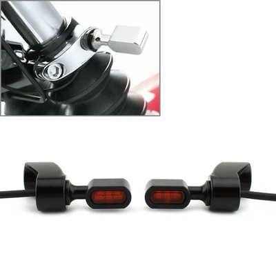 For Harley FXR 1987-2000 Front Fork LED Turn Signal Indicator Light Black+Orange - Image 1 of 4