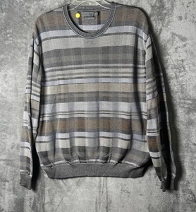 Talbots Herren grau/braun gestreift 100% Pima Baumwolle Langarm Pullover Gr. XXL - Bild 1 von 6