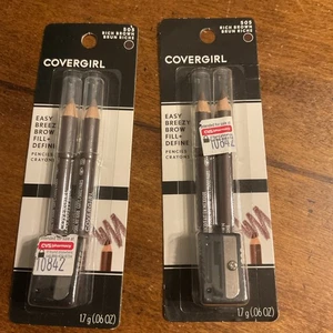 CoverGirl Easy Breezy Fill Define Brow Pencils Crayons Rich Brown # 505 Lot 2 - Picture 1 of 3