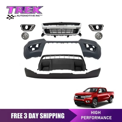 Fits 2015-2020 Chevy Colorado Front Bumper Grille Kit W/ Skid Plate & Fog Light - Image 1 of 4