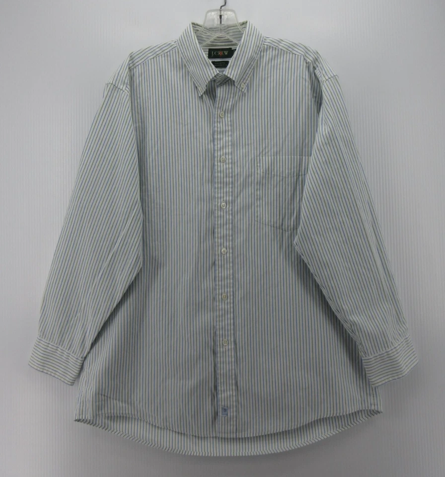 Camisa Vintage J Crew Hombres 15 1/2 Blanco Remero Rayas Abotonada Años 90 Preppy Foto 1 de 4