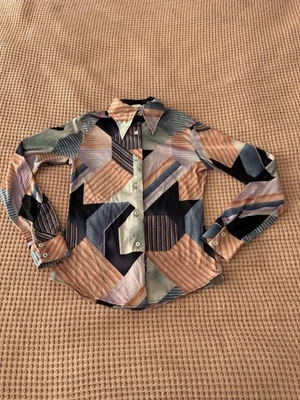 Blusa de Colección Naughty Nike Para Mujer Botón Años 70 Cuello Mariposa Aprox Talla S Abstracta Foto 1 de 4