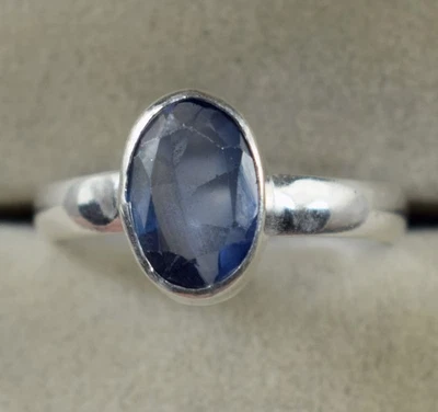 Ceylon Blue Sapphire 4 Ct/8 mm Natural Oval Cut Gemstone Certified Men's Ring - Image 1 of 4