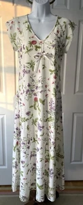 CRABTREE & EVELYN - Womens S- MAXI NIGHTGOWN-  Cotton Knit Floral- Shelf Bra - Picture 1 of 10