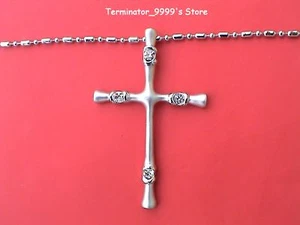 RHINESTONE SILVER CROSS PENDANT NECKLACE - COMBINE S/H - Picture 1 of 1