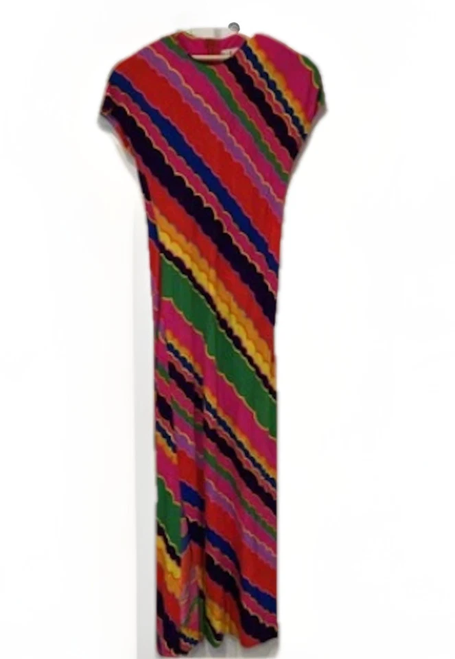 Vestido De Colección Kahala Para Mujer Tejido Hawaiano Maxi Floral Psicodélico Tropical Años 60-70 Foto 1 de 4