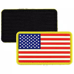 American Flag Golden Border PVC Patch 3D Tactical Badge Hook #35 - Picture 1 of 2