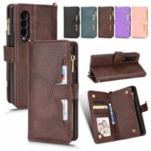 For Samsung Galaxy Z Fold 6/5/4/3 5G Luxury Leather Wallet Card Case Stand Cover - Picture 1 of 43