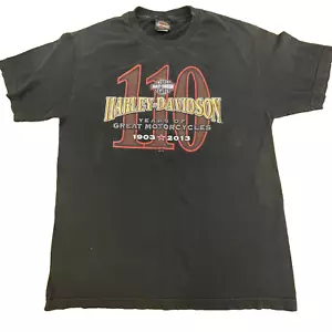 Harley-Davidson Mens Large T-Shirt 110 Anniversary Milwaukee Short Sleeve 2-Side - Picture 1 of 10