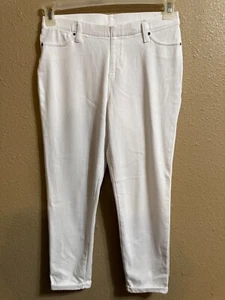FADED GLORY CROP LEGGINGS SZ MEDIUM (8-10) WHITE STRETCH PULL ON - Picture 1 of 4