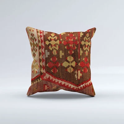 Vintage Turkish Kilim Cushion Cover 40x40 cm 16x16 in  Square Pillowcase 40959 - Image 1 of 4