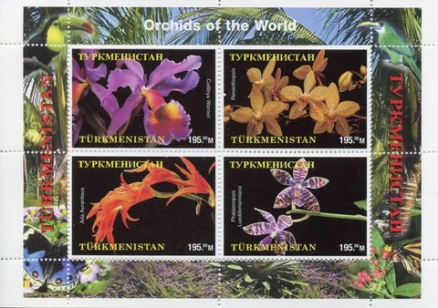 Turkmenistan Flowers Stamps  MNH Orchids of the World Nature 4v M/S Cover