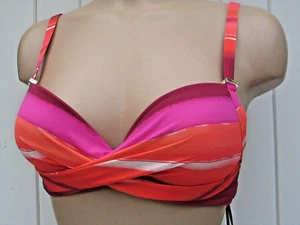 34A BIKINI TOP ORANGE PINK MIX JASPER CONRAN UNDERWIRED SWIMWEAR BEACH BNWT - Picture 1 of 3