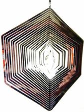 Hanging Stainless Steel Garden Wind Spinner Sun Catcher Crystal - Large Hexagon