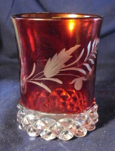 Pavonia Ruby Stained Tumbler engraved fern Ripley glass company - Picture 1 of 4