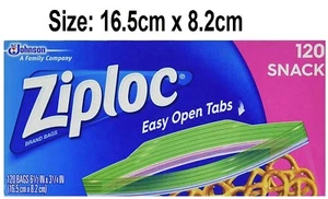 Ziploc Snack Size Bags 120 bags - 16.5cm x 8.2cm - Picture 1 of 3
