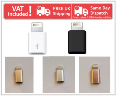 Micro USB Female To 8 Pin Male Adapter Converter For iPhone iPad iPod - Image 1 of 2