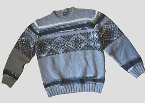 Hugo Boss Fair Isle Gray Wool  Crewneck Sweater XL - Picture 1 of 5