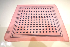 Silk handkerchief Hanky Pocket Square Pink Gray Polka Dot 14/14 - Picture 1 of 2