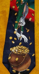 BUGS BUNNY ~ MENS SILK TIE ~ IRISH ~ ST SAINT PATRICKS DAY ~ POT O' GOLD ~ 59" - Picture 1 of 3