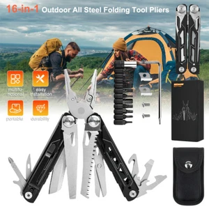 16 In 1 Multi Tool Pliers Portable Outdoor Survival Compact Folding Pocket Knife - Picture 1 of 13