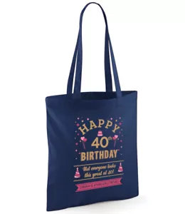 40th Birthday Gift Bag Age 40 Gift Idea Foldable Happy Birthday Present Keepsake - Picture 1 of 18