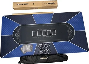 70" x 35" Poker Mat/Topper w/Poker Hands & Zipper Storage Bag - Picture 1 of 6