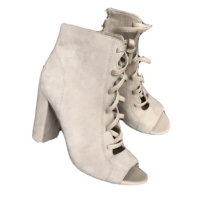Sam Edelman YVie Women Peep-Toe Suede Cream Bootie - Sz 5 Excellent Condition - Image 1 of 4