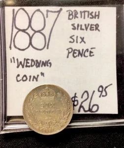 1887 Britisches Silber Six Pence! "Hochzeitsmünze"! ENN Münzen - Bild 1 von 3