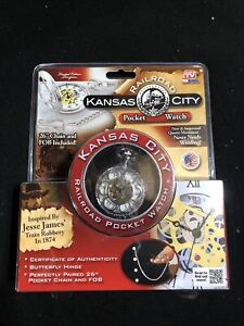 Kansas City Railroad Pocket Watch Limited Edition Timepiece 26" Chain Fob Quartz