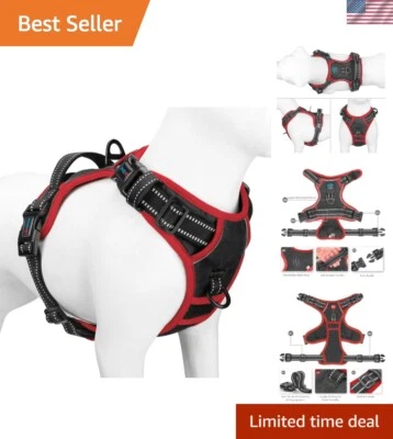 Reflective No Pull Dog Vest Harness with Easy Fit Adjustments & Training Handle - Image 1 of 4