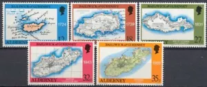 Alderney 1989 Yvert #37/41 mapas de islas montadas sin montar o nunca montado en muy buen estado - Imagen 1 de 1
