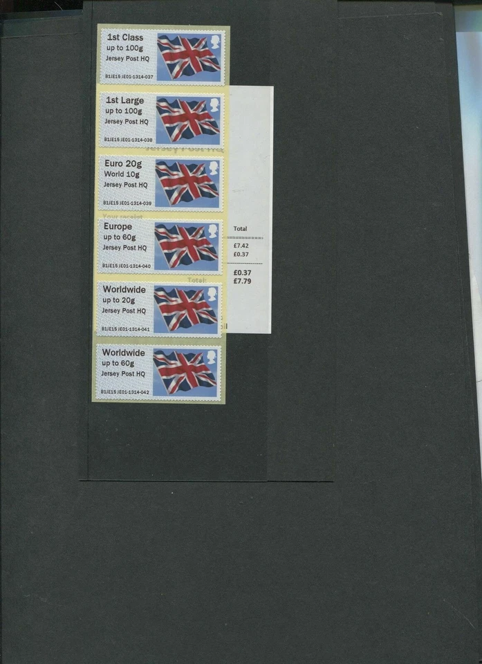 GB Union flag FLAGS  JERSEY HQ Overprint Collectors set POST & GO SET OF 6  - Image 1 of 1